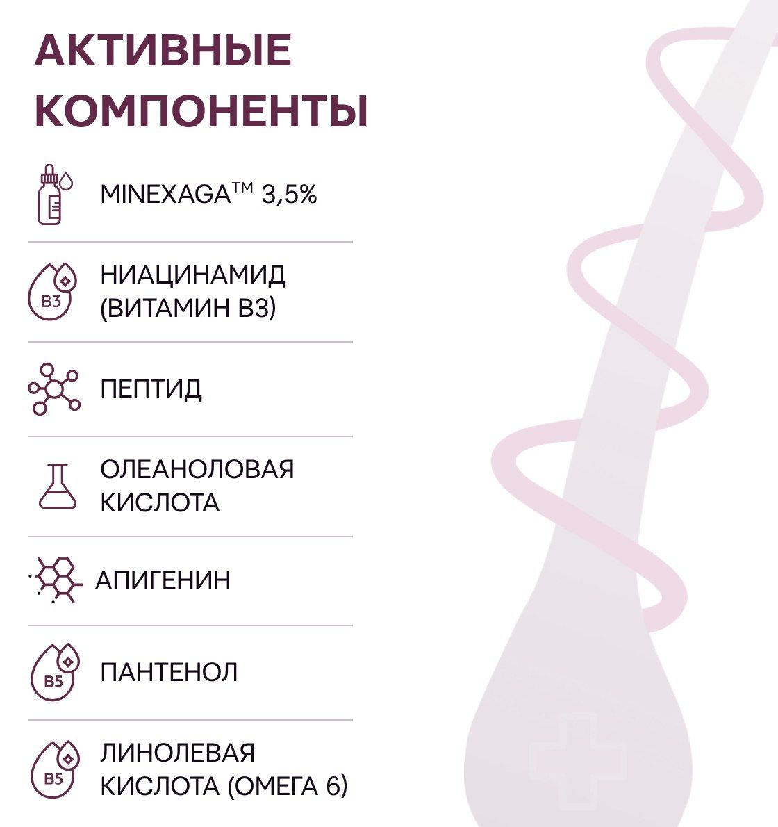 Активные компоненты сыворотки от выпадения волос Hair Therapy