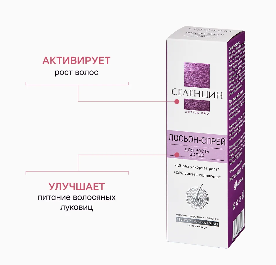 Действие лосьона для роста волос Селенцин Active Pro