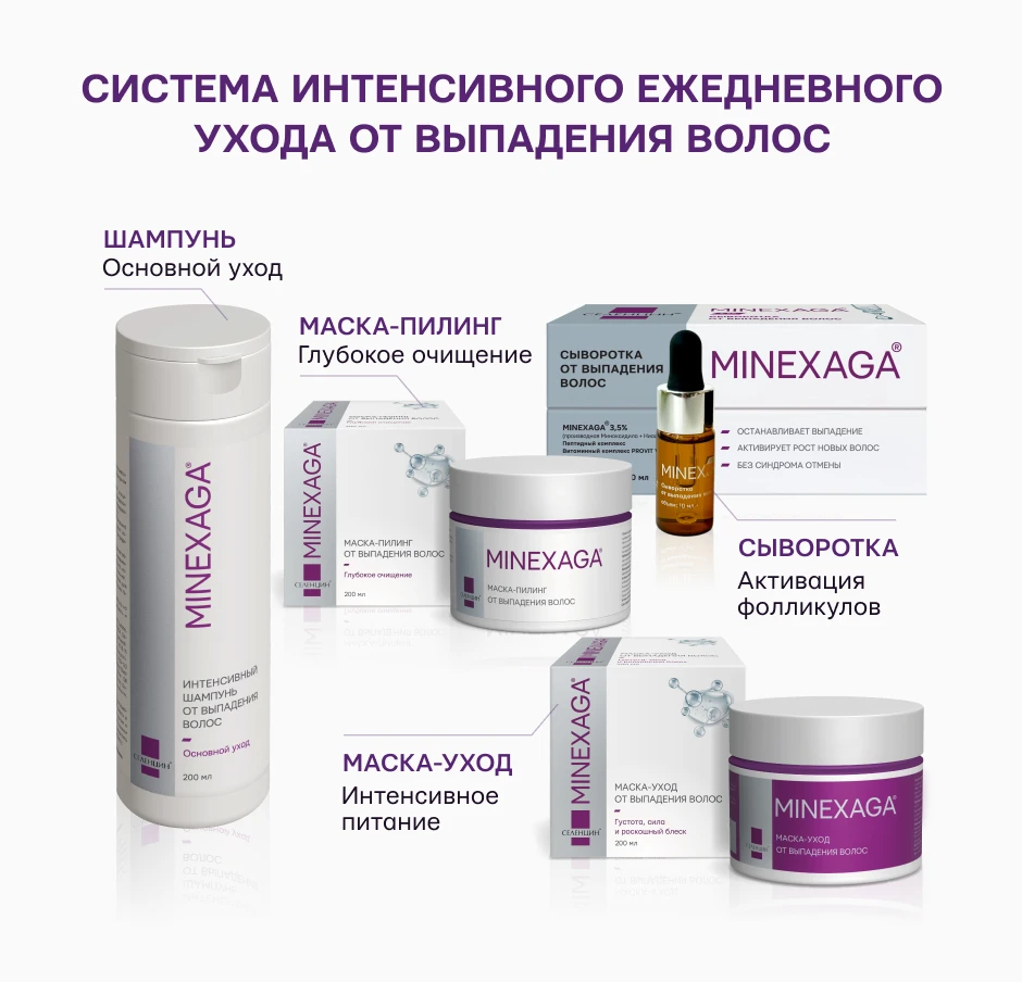 Интенсивный шампунь от выпадения волос Селенцин MINEXAGA®